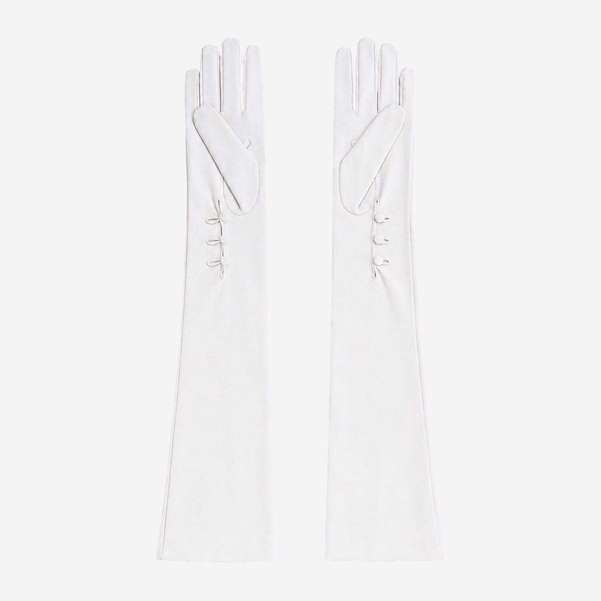 PZ01W14G (white) - Unlined Italian lambskin 16-button opera gloves with embroidery