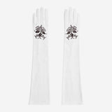 PZ01W14G (white) - Unlined Italian lambskin 16-button opera gloves with embroidery