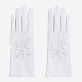 PZ01 (white) – Embroidered unlined Italian lambskin opera gloves - Leather Gloves Online - Flyclothing LLC
