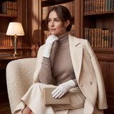 PZ01P (white) - Unlined embroidered Italian lambskin leather gloves - Leather Gloves Online - Flyclothing LLC