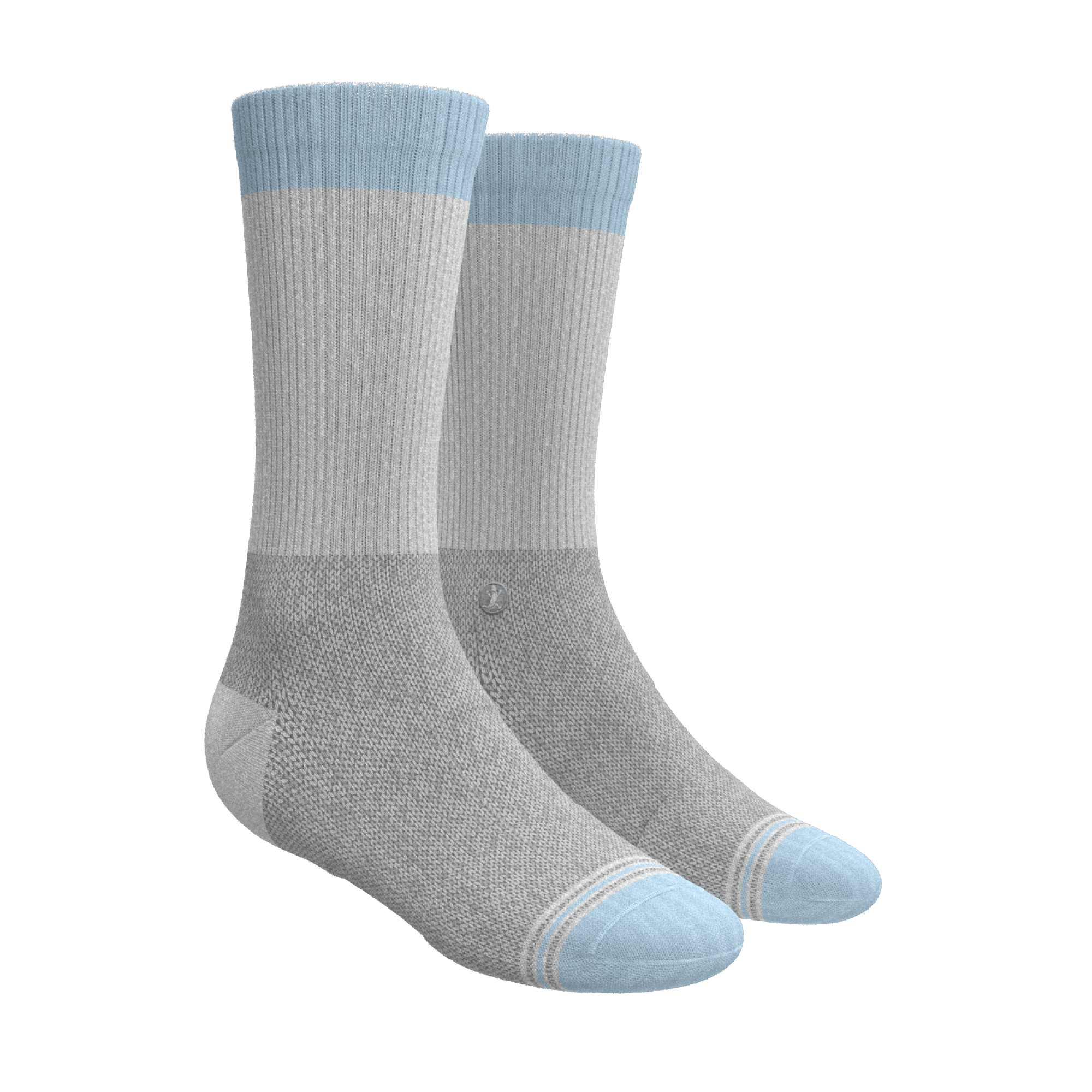 The Pacific Blue | Blue Grey Tri Color Block Heel Hammock™ Crew Socks 3 Pack - Shinesty