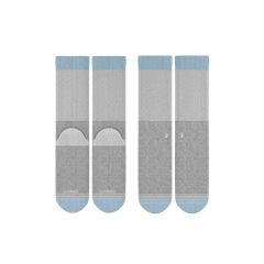 The Pacific Blue | Blue Grey Tri Color Block Heel Hammock™ Crew Socks 3 Pack - Shinesty