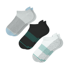 Versatile Solids Mix Pack | Blue Tri Color Block and Solids Heel Hammock™ Ankle Socks 3 Pack