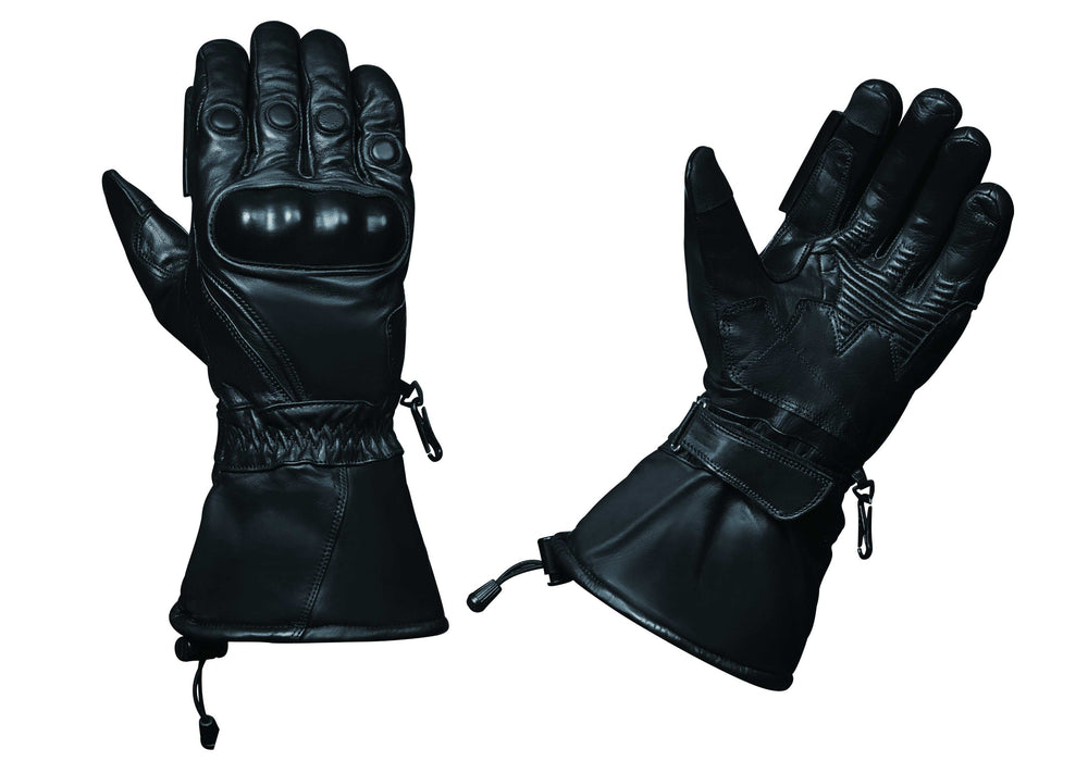Mens Gauntlet Leather Gloves - Unik Just for Bikers - Flyclothing LLC