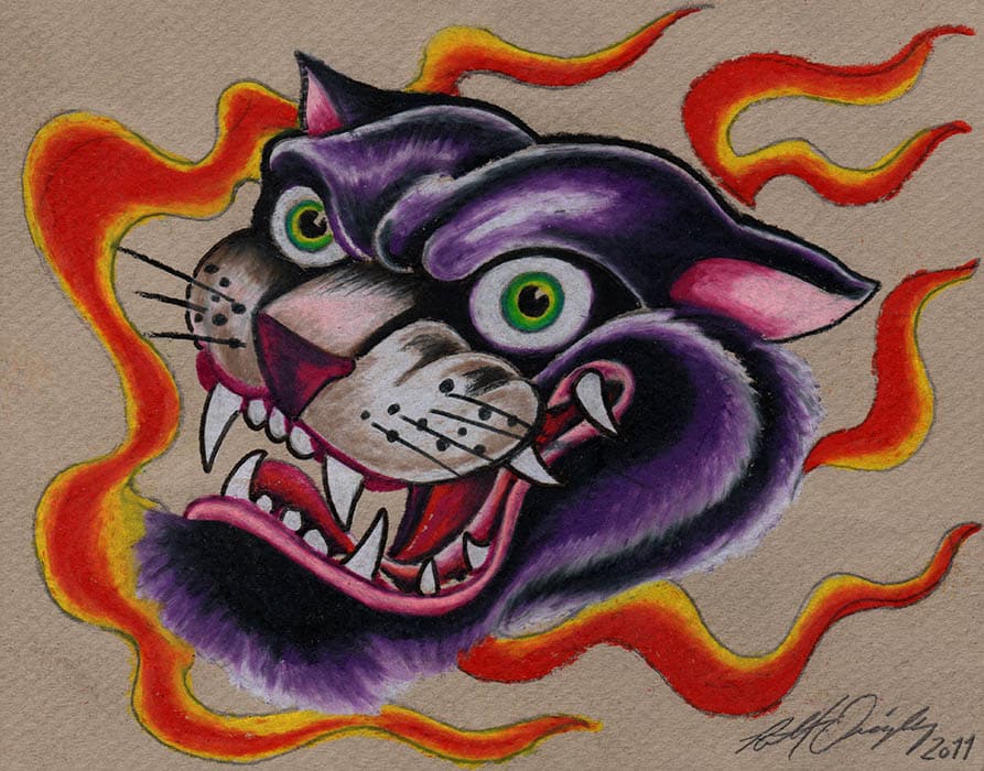 Black Market Art Company Panther Burn Print