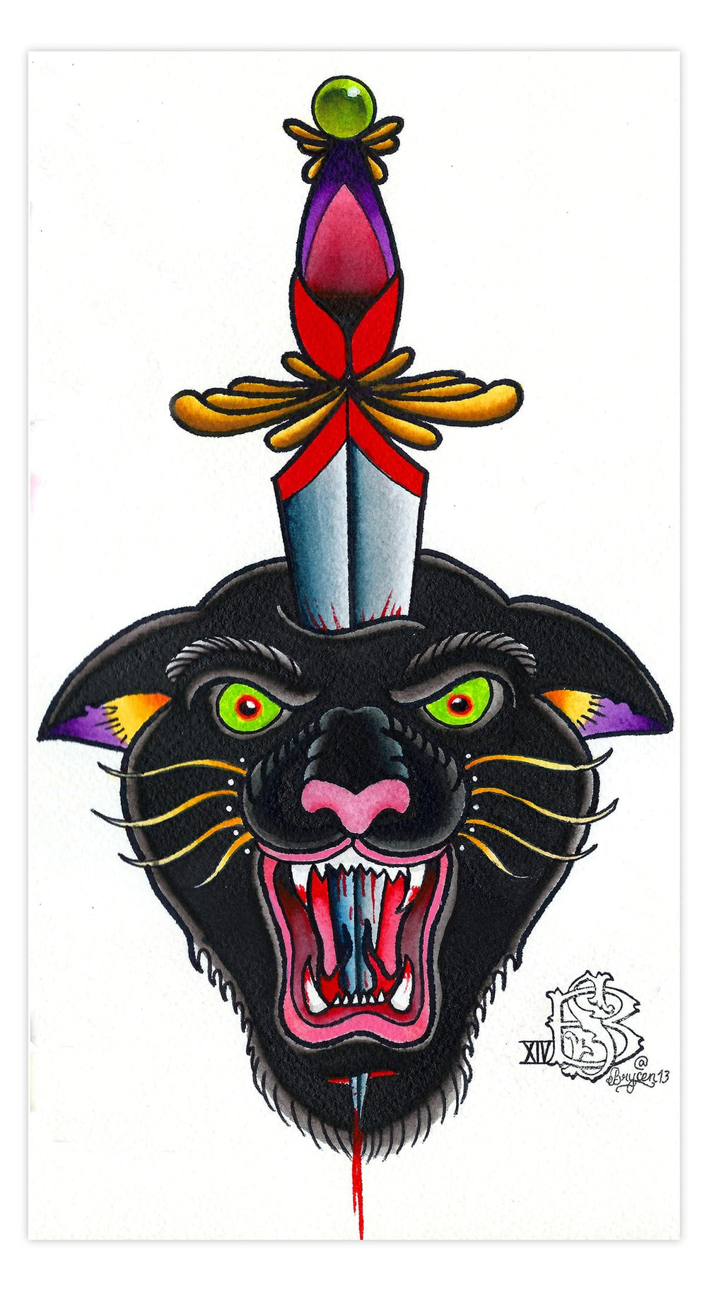 Black Market Art Company Panther Head Print