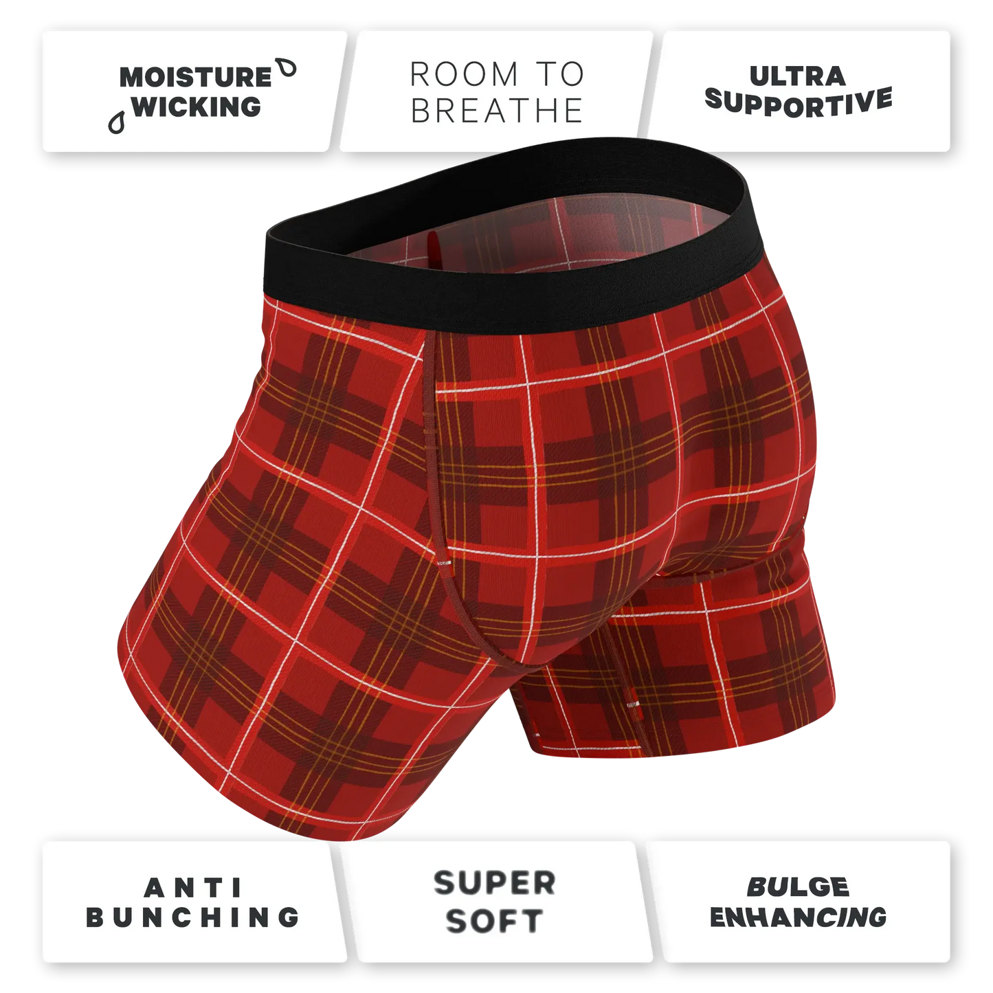 The Partridge | Red Cozy Plaid Ball Hammock® Pouch Underwear - Shinesty - Flyclothing LLC