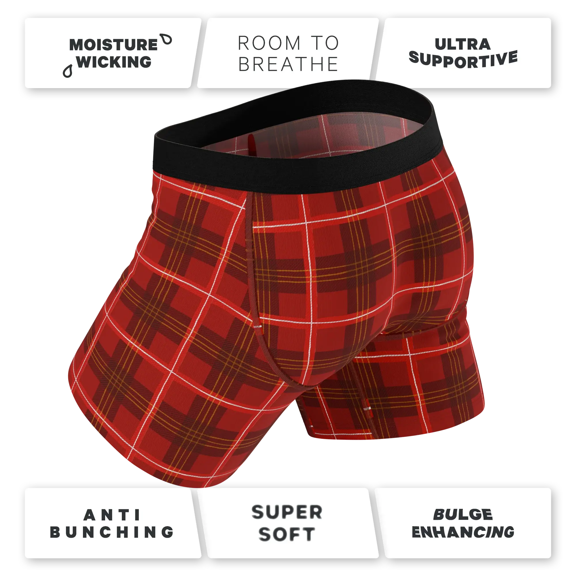 The Partridge | Red Cozy Plaid Ball Hammock® Pouch Underwear - Shinesty - Flyclothing LLC
