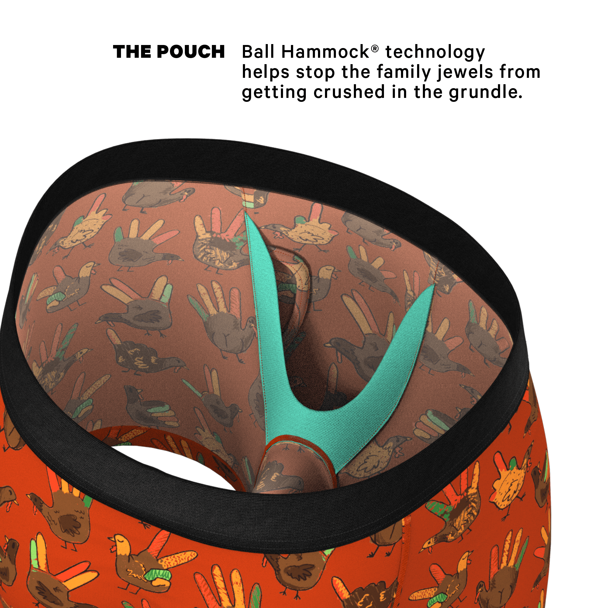 The Party Fowl | Thanksgiving Turkey Ball Hammock® Pouch Underwear With Fly - Shinesty
