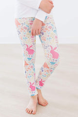 Pastel Floral Bunnies Leggings - Mila & Rose ® - Flyclothing LLC