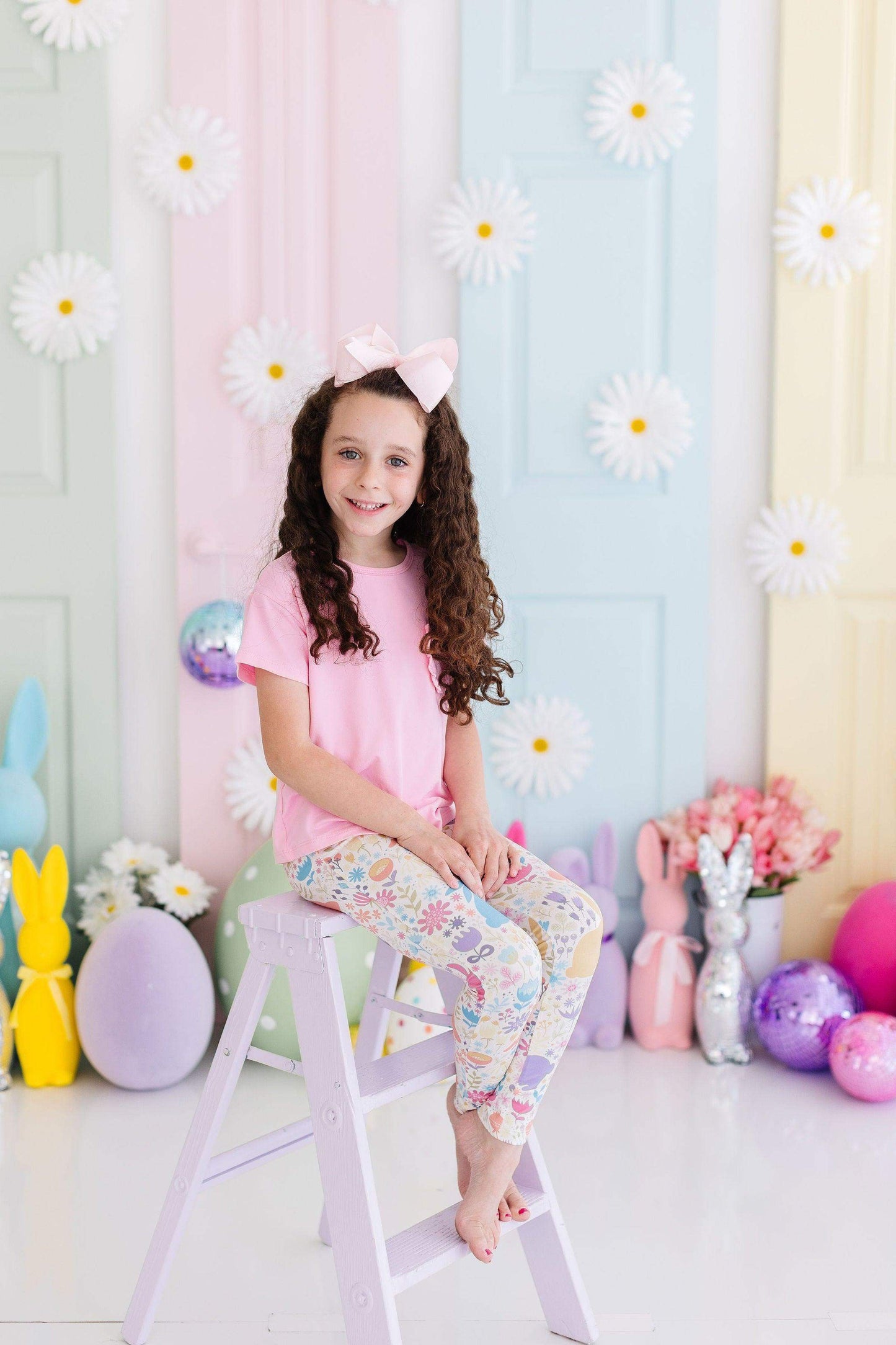 Pastel Floral Bunnies Leggings - Mila & Rose ® - Flyclothing LLC