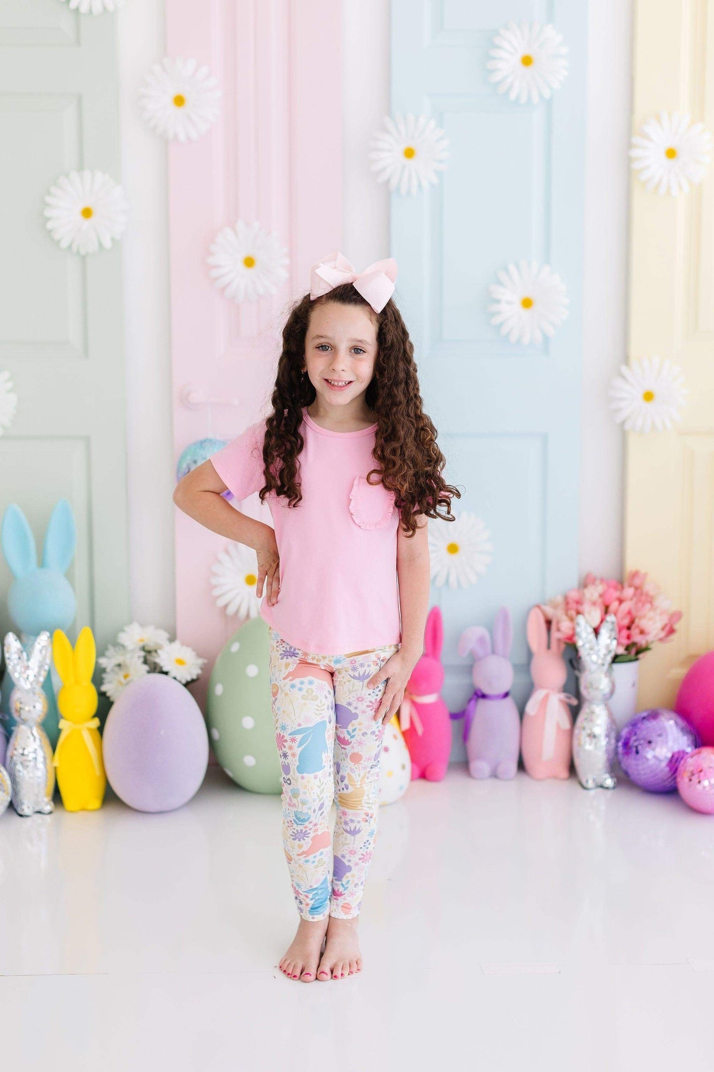 Pastel Floral Bunnies Leggings - Mila & Rose ® - Flyclothing LLC