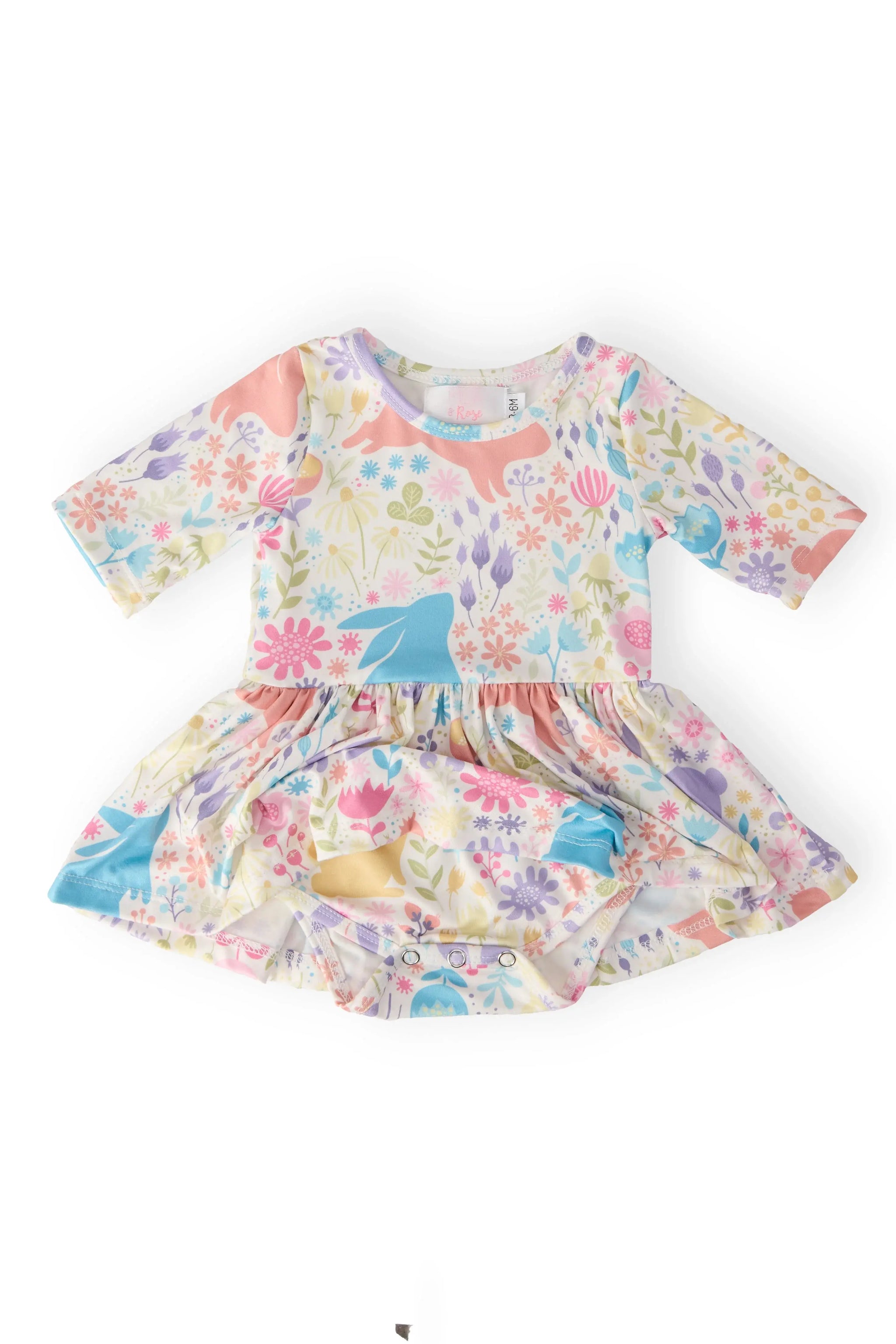 Pastel Floral Bunnies Twirl Bodysuit - Mila & Rose ® - Flyclothing LLC