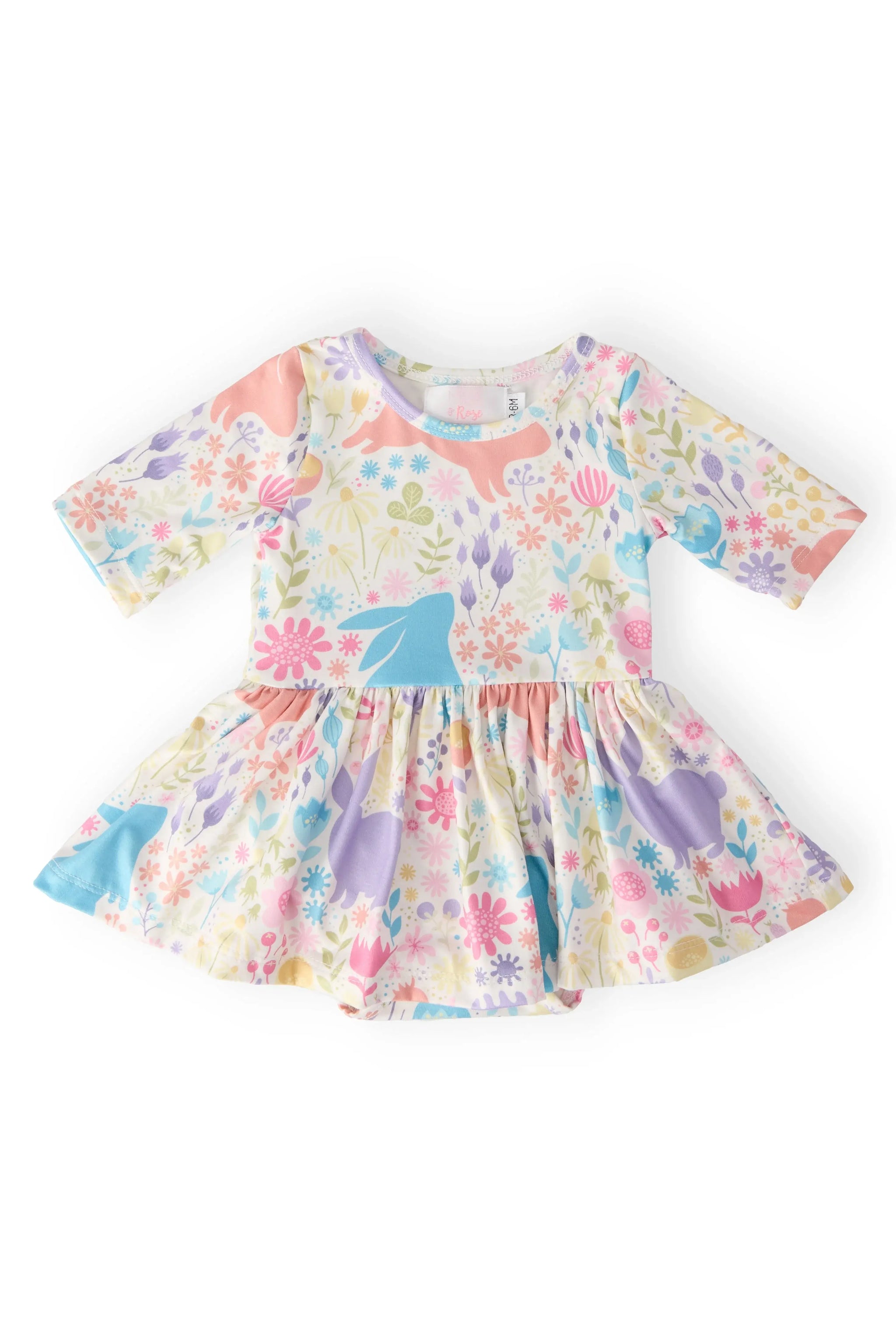 Pastel Floral Bunnies Twirl Bodysuit - Mila & Rose ® - Flyclothing LLC