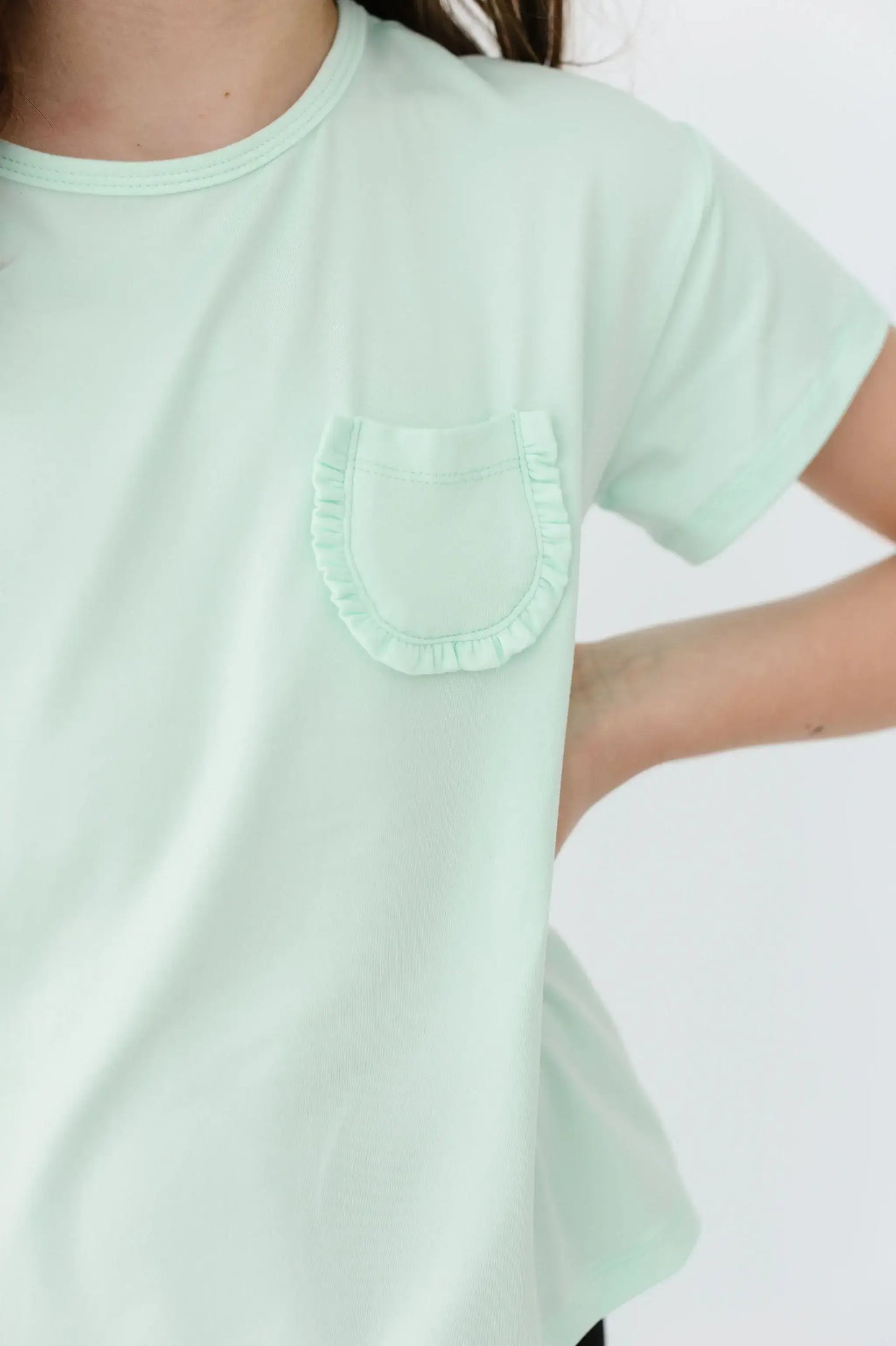 Pastel Green Ruffle Pocket Tee - Mila & Rose ® - Flyclothing LLC