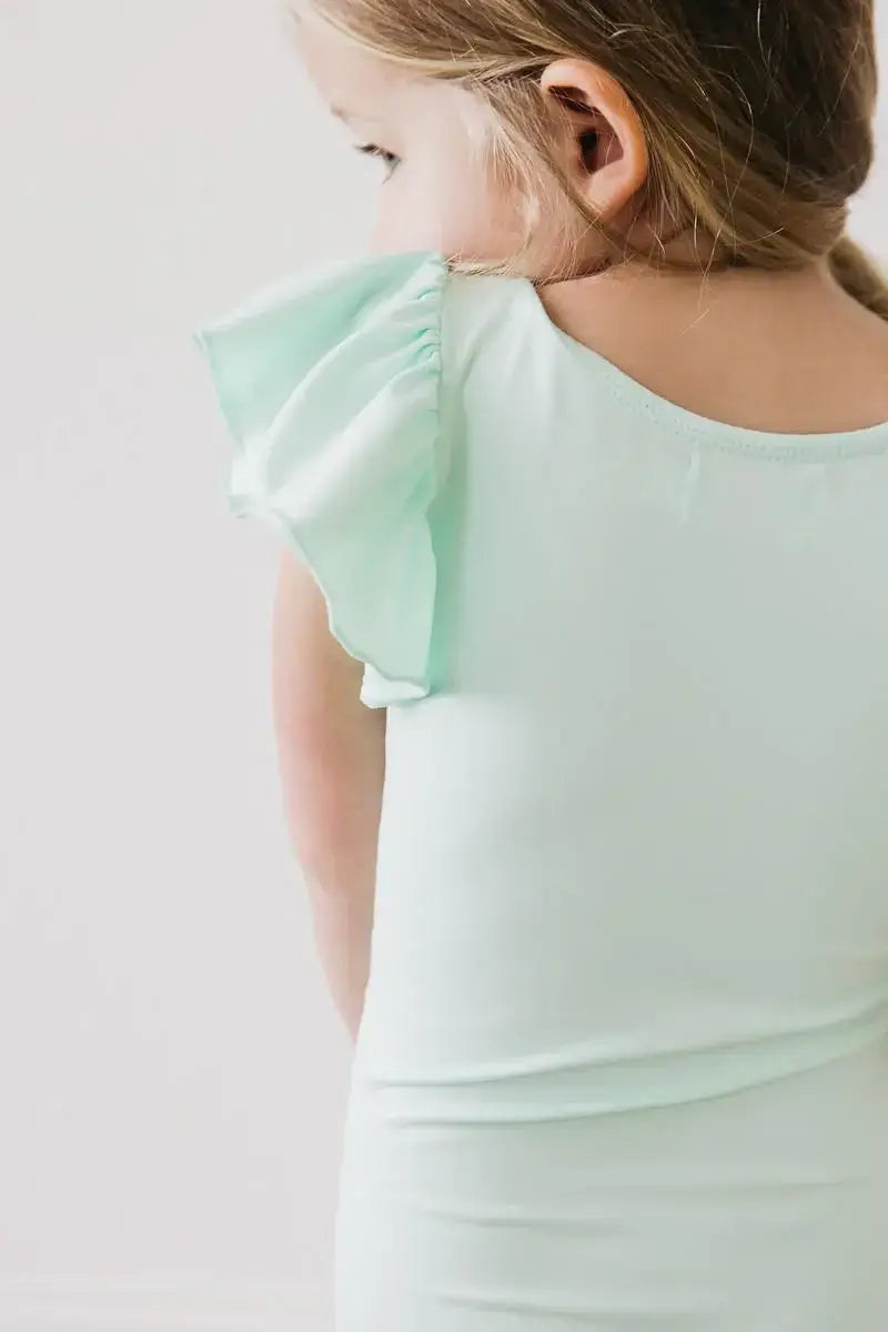 Pastel Green S/S Flutter Sleeve Leotard - Mila & Rose ® - Flyclothing LLC