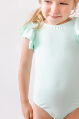 Pastel Green S/S Flutter Sleeve Leotard - Mila & Rose ® - Flyclothing LLC