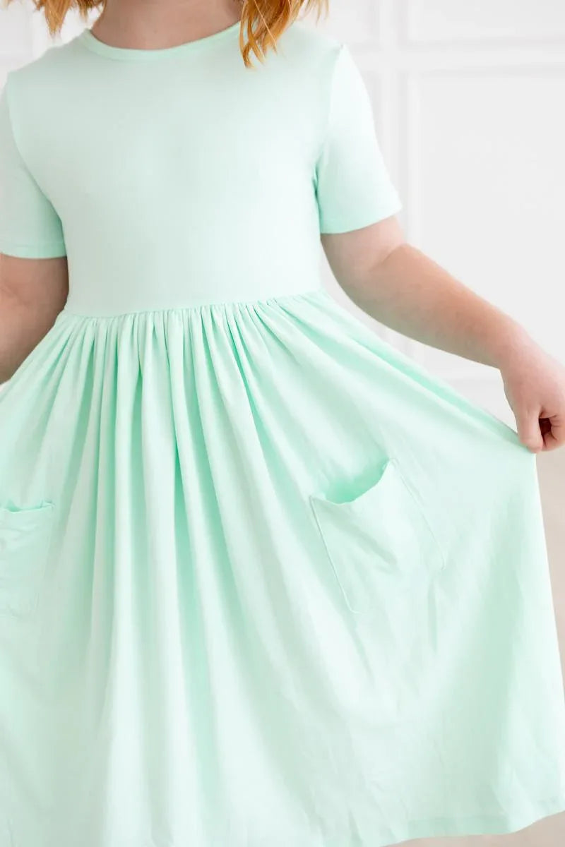 Pastel Green S/S Pocket Twirl Dress - Mila & Rose ® - Flyclothing LLC