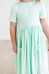 Pastel Green S/S Pocket Twirl Dress - Mila & Rose ® - Flyclothing LLC