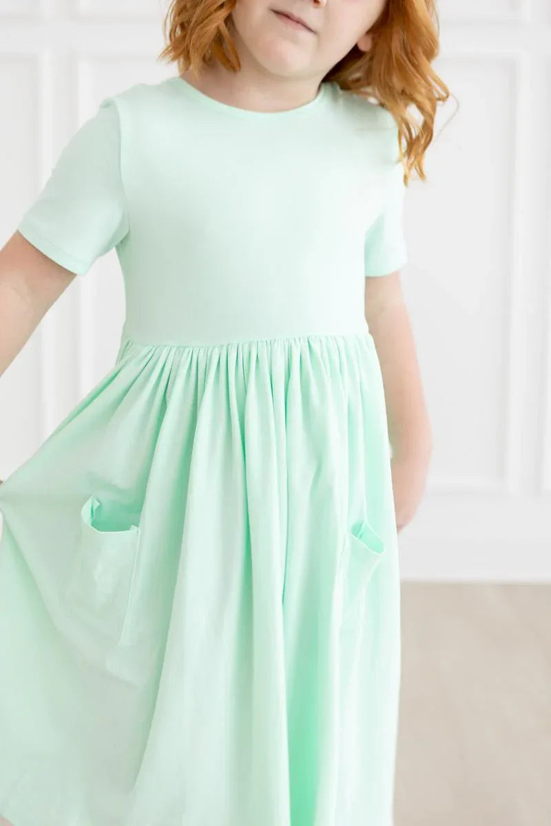 Pastel Green S/S Pocket Twirl Dress - Mila & Rose ® - Flyclothing LLC