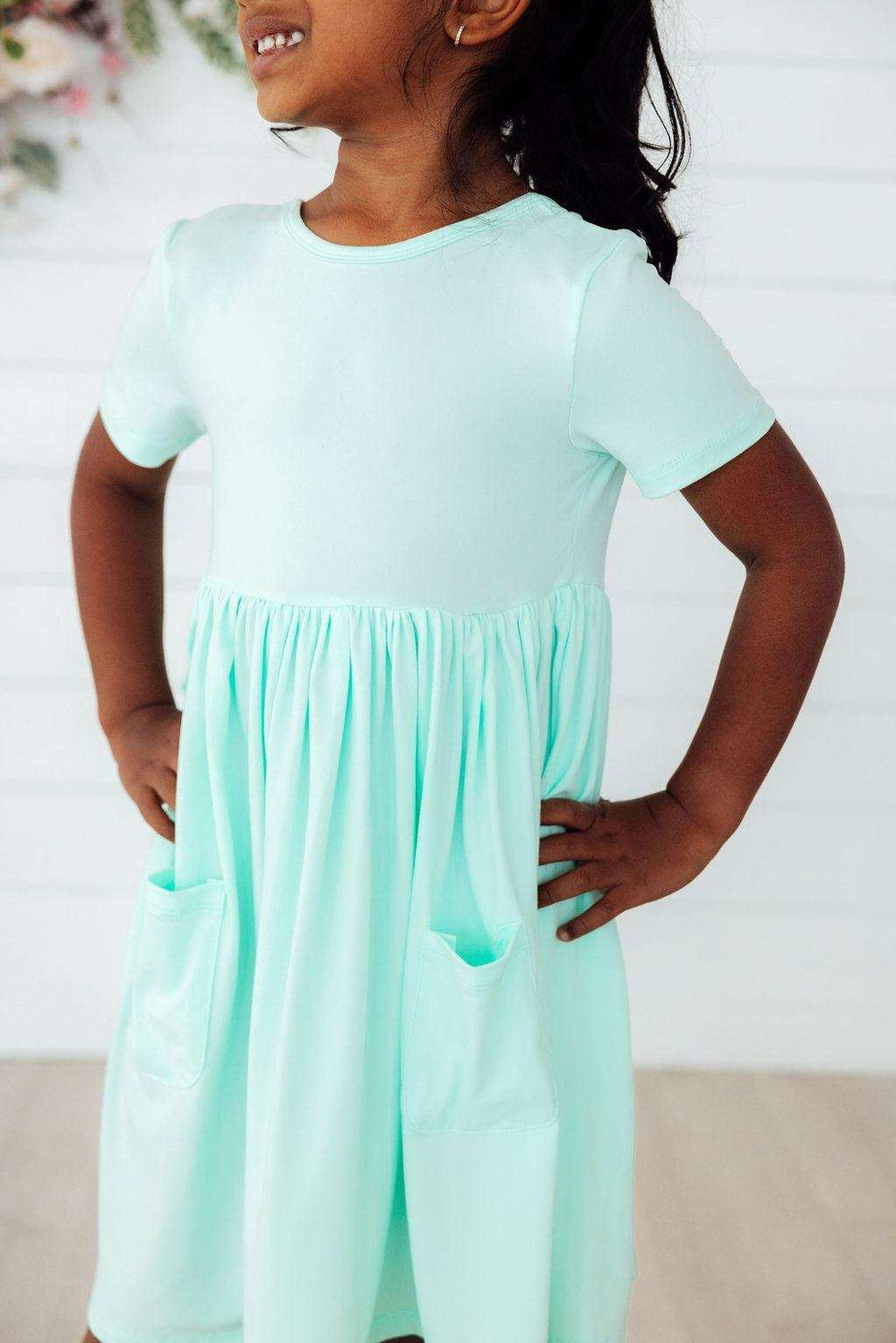 Pastel Green S/S Pocket Twirl Dress - Mila & Rose ® - Flyclothing LLC