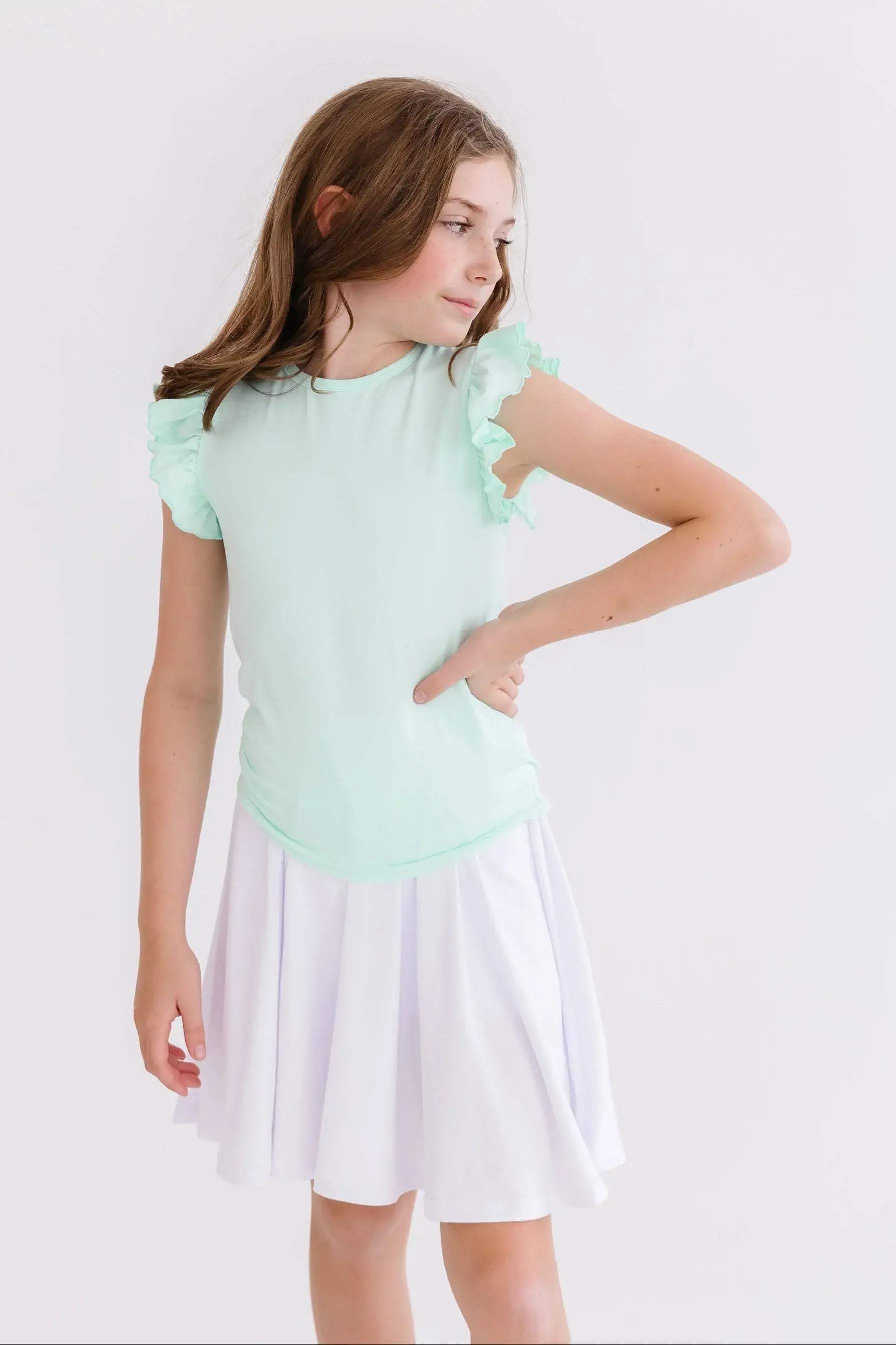 Pastel Green S/S Ruffle Tee - Mila & Rose ® - Flyclothing LLC