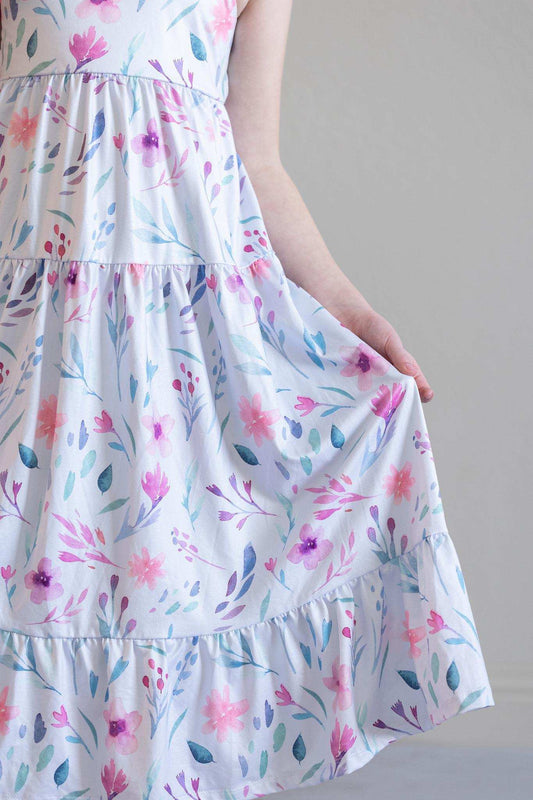 Pastel Wildflowers Ruffle Maxi Dress - Mila & Rose ® - Flyclothing LLC