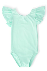 Pastel Green S/S Flutter Sleeve Leotard - Mila & Rose ® - Flyclothing LLC