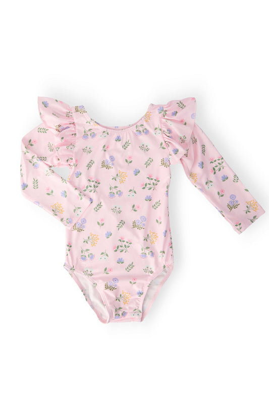 Pastel Petals L/S Flutter Sleeve Leotard - Mila & Rose ® - Flyclothing LLC
