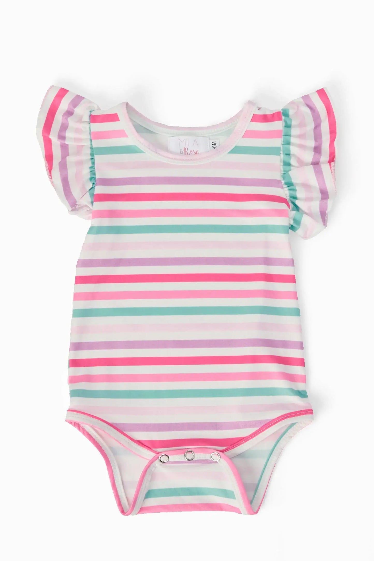 Pastel Stripes S/S Flutter Bodysuit - Mila & Rose ® - Flyclothing LLC