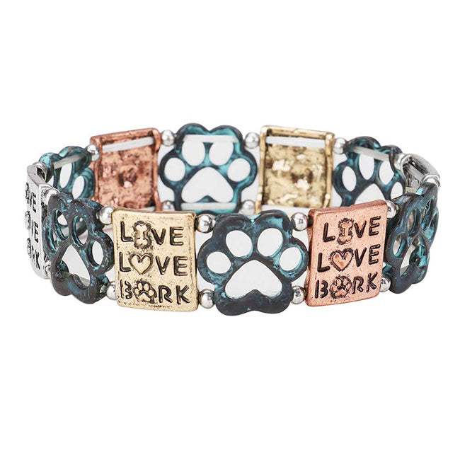 Live Love Bark Metal Paw Stretch Bracelet - Madeline Love - Flyclothing LLC