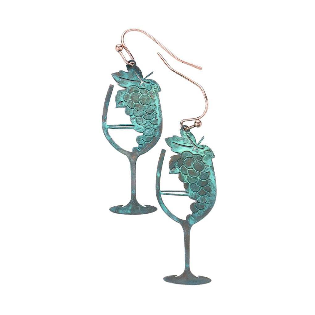 Brass Metal Grape Champagne Dangle Earrings - Madeline Love - Flyclothing LLC