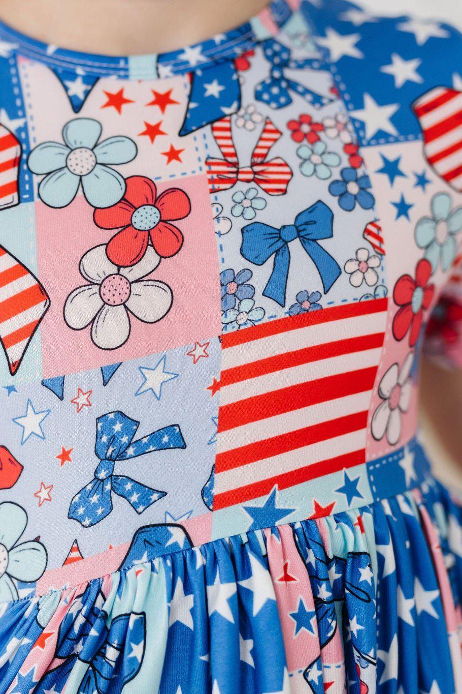 Patriotic Patchwork S/S Pocket Twirl Dress - Mila & Rose ® - Flyclothing LLC
