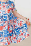 Patriotic Patchwork S/S Pocket Twirl Dress - Mila & Rose ® - Flyclothing LLC