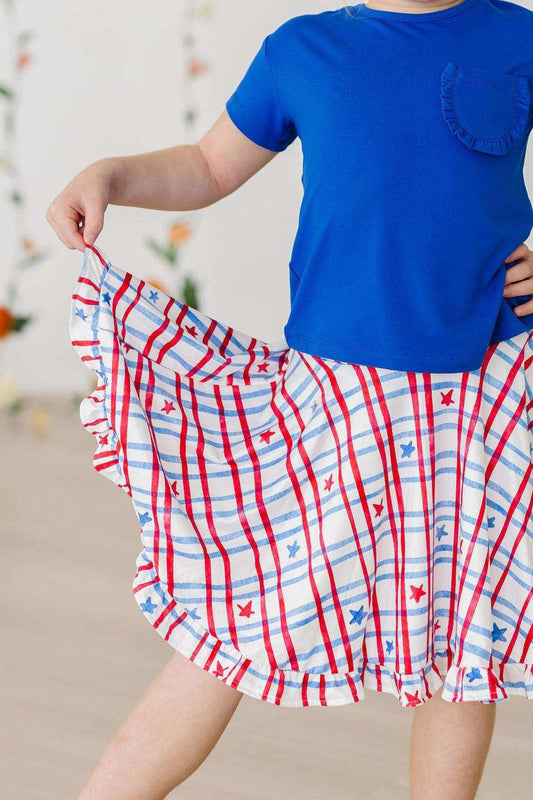 Patriotic Plaid Ruffle Twirl Skort - Mila & Rose ® - Flyclothing LLC