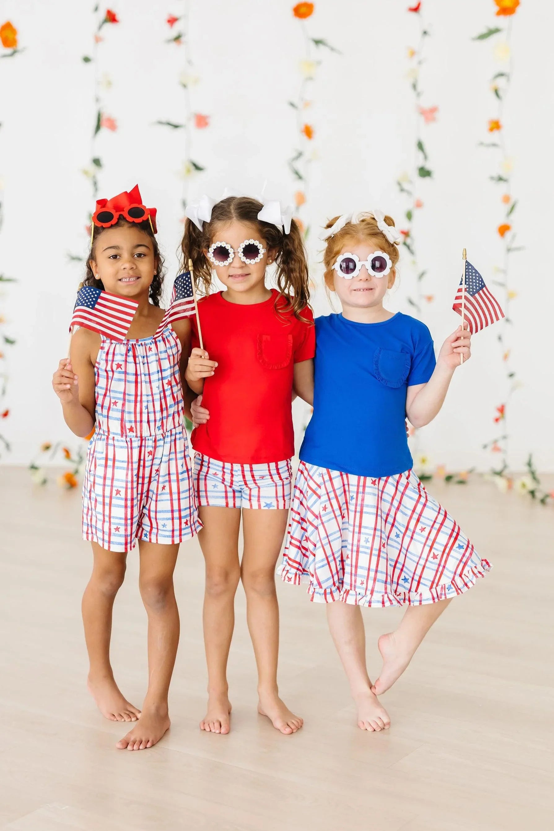 Patriotic Plaid Strappy Play Romper - Mila & Rose ® - Flyclothing LLC