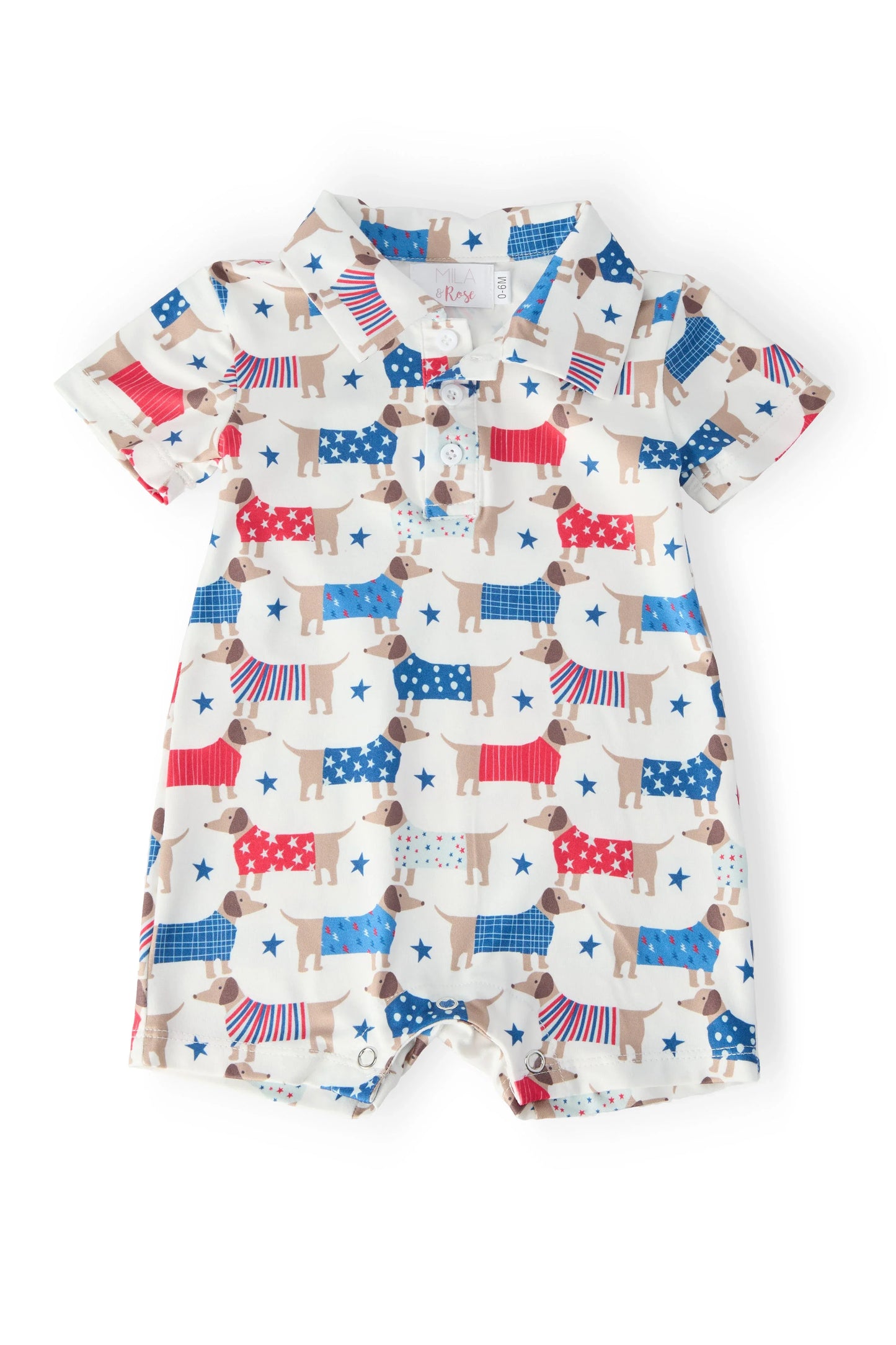 Patriotic Pups Polo Shorty One-Piece - Mila & Rose ® - Flyclothing LLC