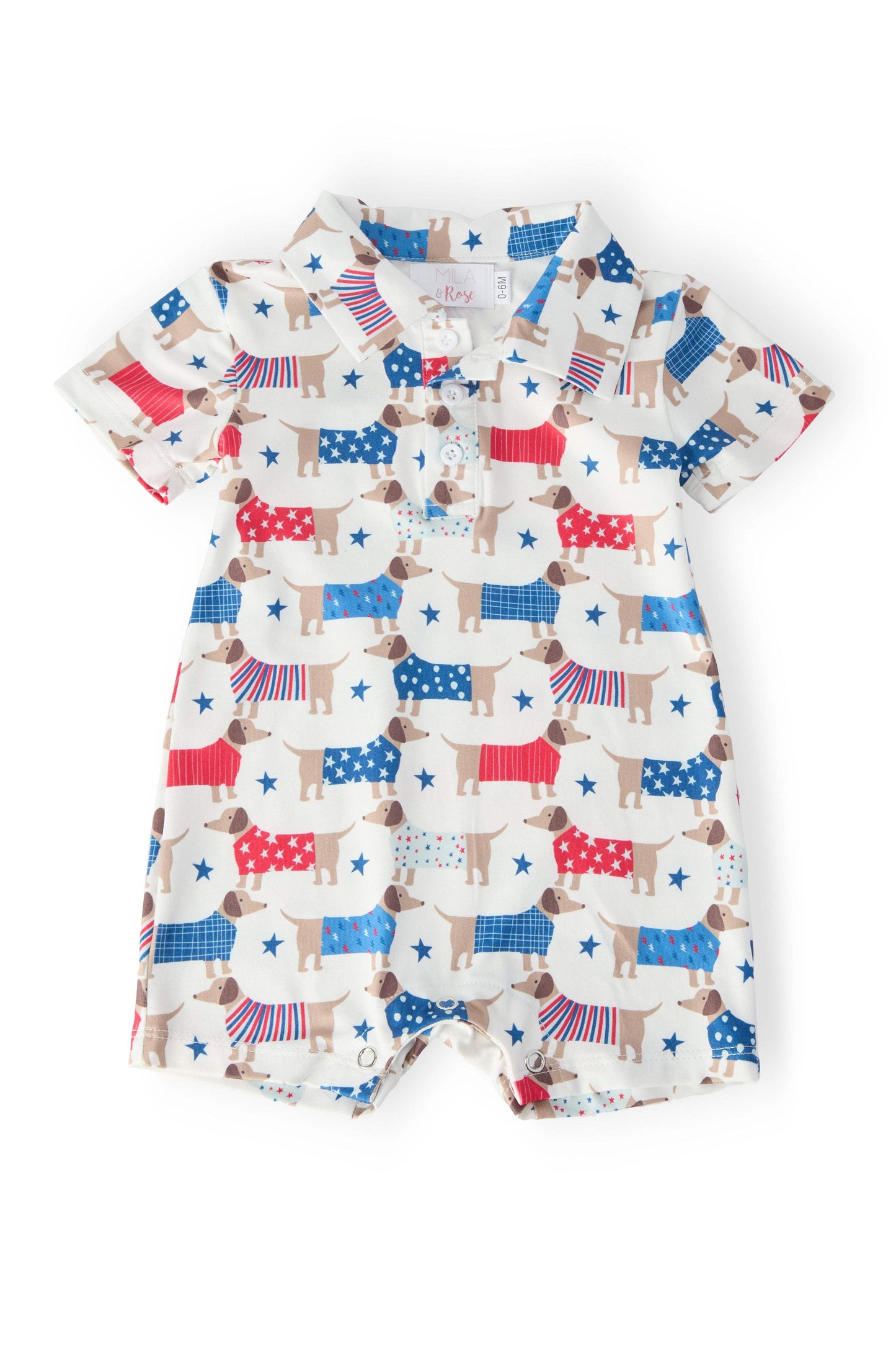 Patriotic Pups Polo Shorty One-Piece - Mila & Rose ® - Flyclothing LLC