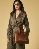 Patrizia (brown) - Italian calf leather womens handbag (with shoulder strap)