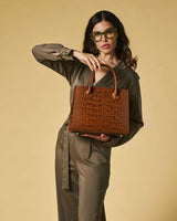 Patrizia (brown) - Italian calf leather womens handbag (with shoulder strap)