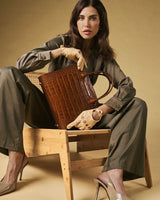 Patrizia (brown) - Italian calf leather womens handbag (with shoulder strap)