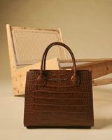 Patrizia (brown) - Italian calf leather womens handbag (with shoulder strap)
