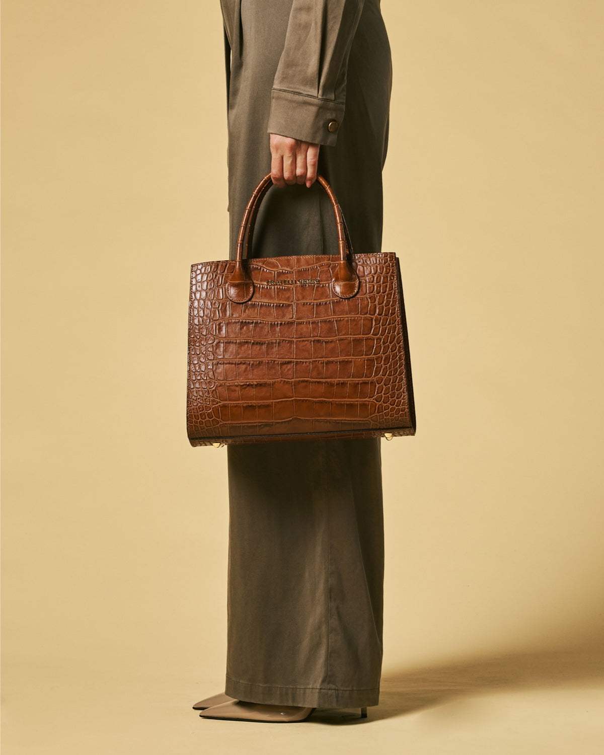Patrizia (brown) - Italian calf leather womens handbag (with shoulder strap)