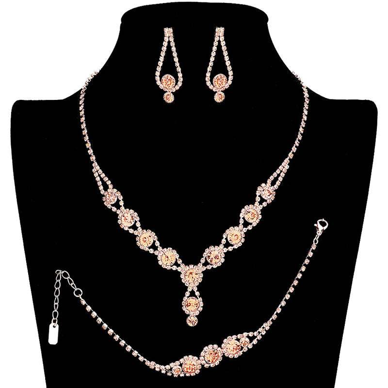3PCS Rhinestone Bubble Necklace Jewelry Set - Madeline Love - Flyclothing LLC