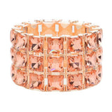 3Rows Square Stone Stretch Evening Bracelet - Madeline Love - Flyclothing LLC