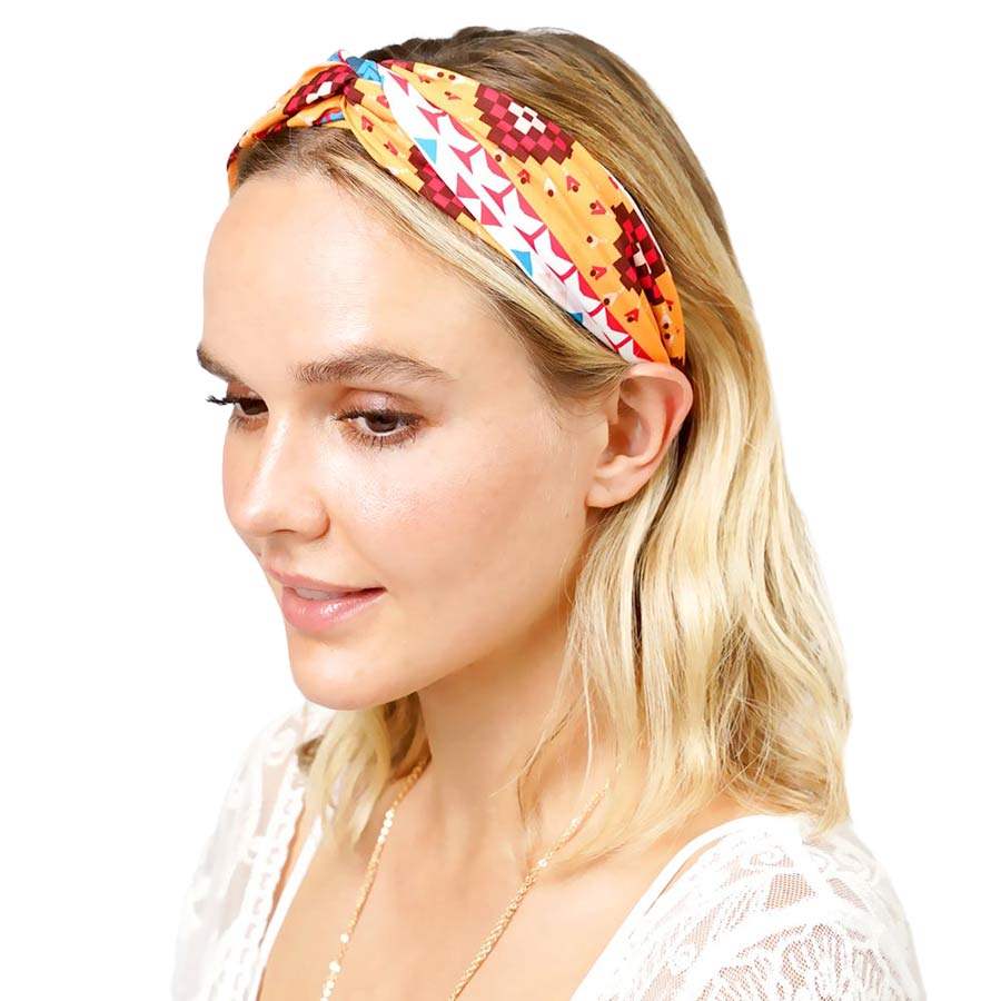 Aztec Patterned Twisted Headband - Madeline Love - Flyclothing LLC