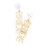 Bride Glittered Message Dangle Earrings - Madeline Love - Flyclothing LLC