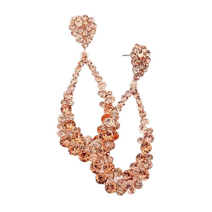 Crystal Bubble Cluster Teardrop Evening Earrings - Madeline Love - Flyclothing LLC