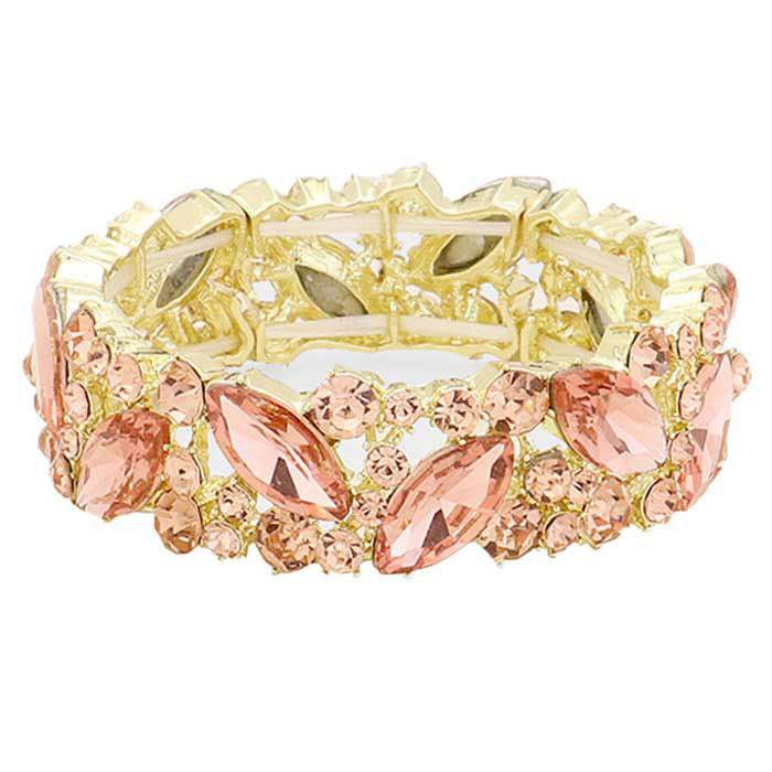 Crystal Glass Marquise Evening Stretch Bracelet - Madeline Love - Flyclothing LLC