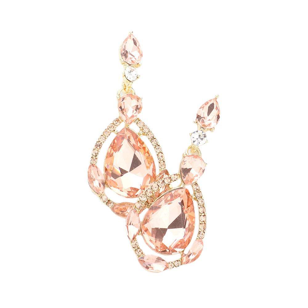 Crystal Rhinestone Teardrop Evening Earrings - Madeline Love - Flyclothing LLC